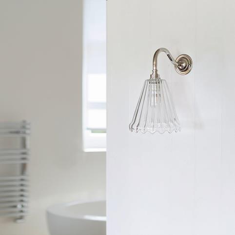 Ribbed glass bathroom on sale wall light